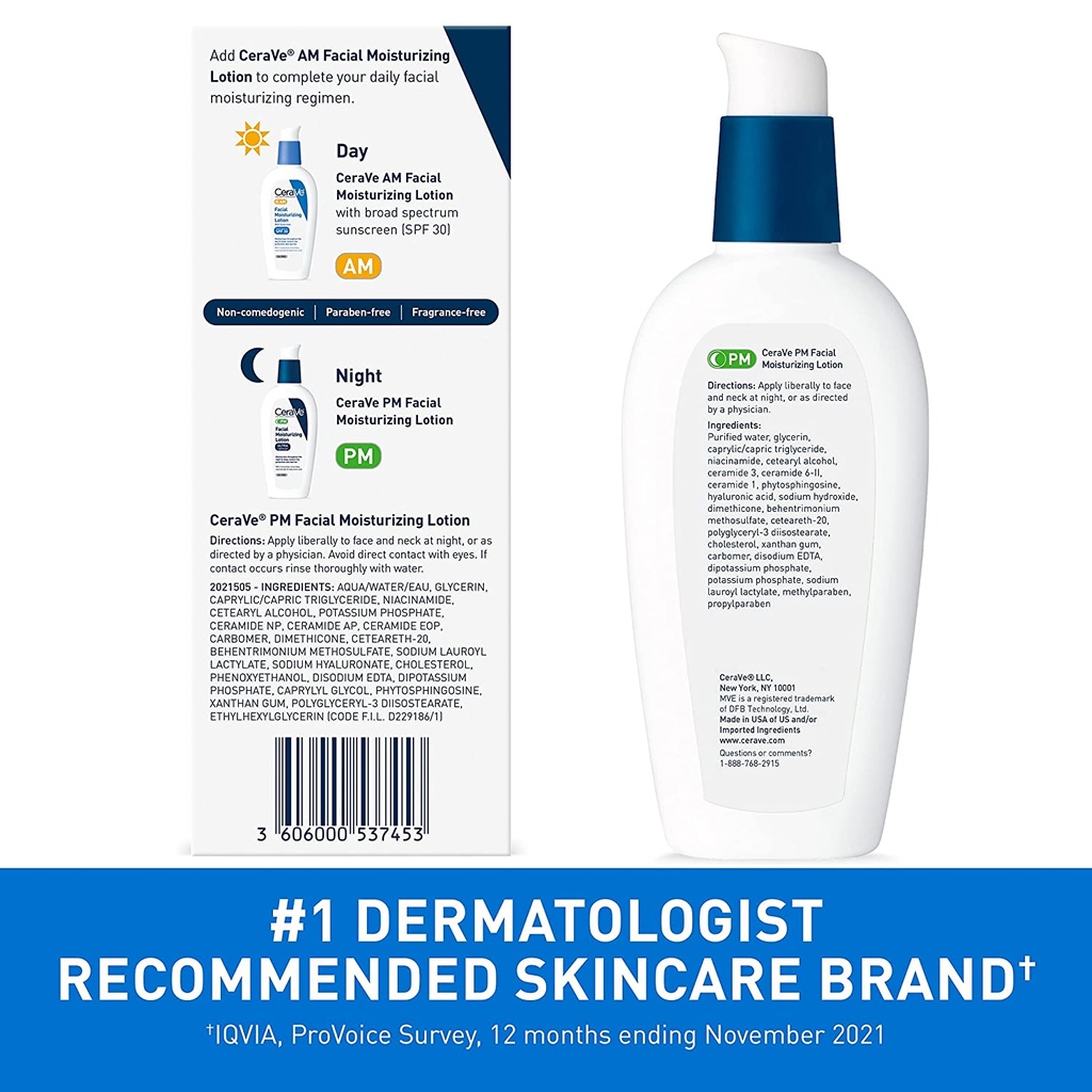 CeraVe PM Facial Moisturizing Lotion 89ml | Locio Hidratante Noche