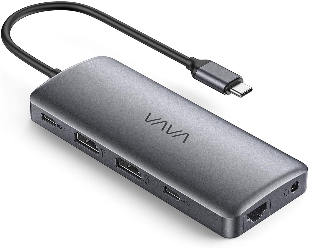 VAVA USB C Hub 11 en 1 2x 4K HDMI, 4 USB, carga PD 100 W, RJ45, Tarjeta SD/TF y Audio
