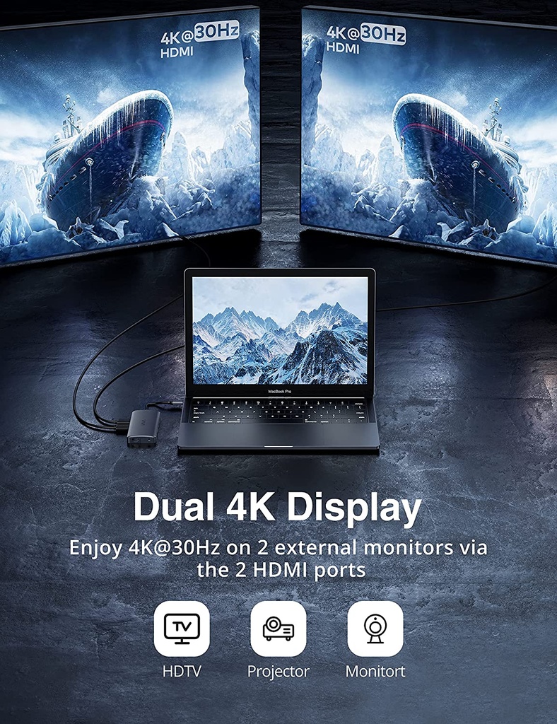 VAVA USB C Hub 11 en 1 2x 4K HDMI, 4 USB, carga PD 100 W, RJ45, Tarjeta SD/TF y Audio