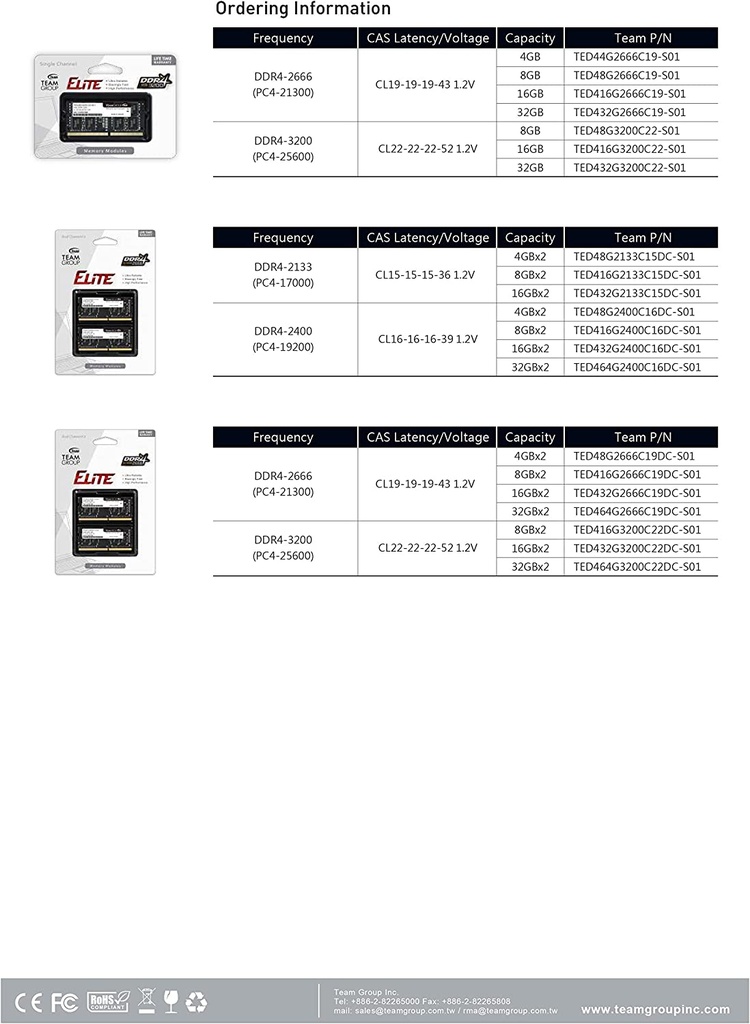 Team Group Elite DDR4 32GB 2x16GB 3200Mhz Laptop SODIMM