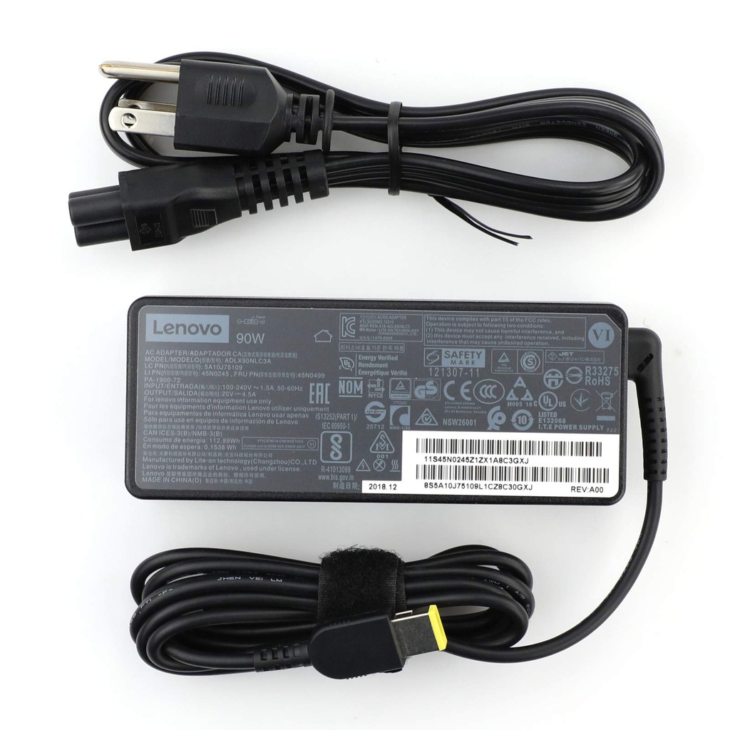 Cargador Lenovo 20V 4.5A 90W Cuadradro Thinkpad Laptop