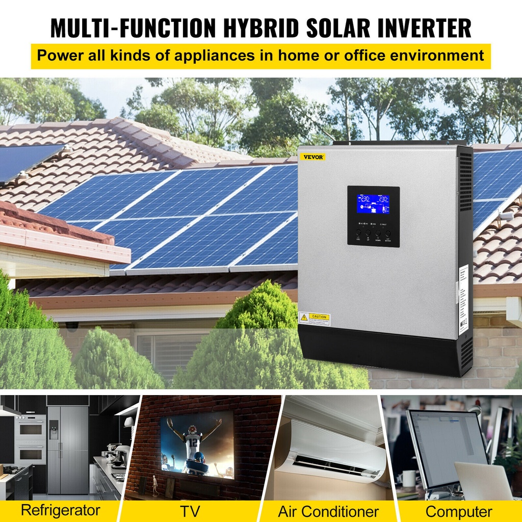 Inversor Hibrido Solar 3KVA 2400W 24VDC a 110V PWM 50A