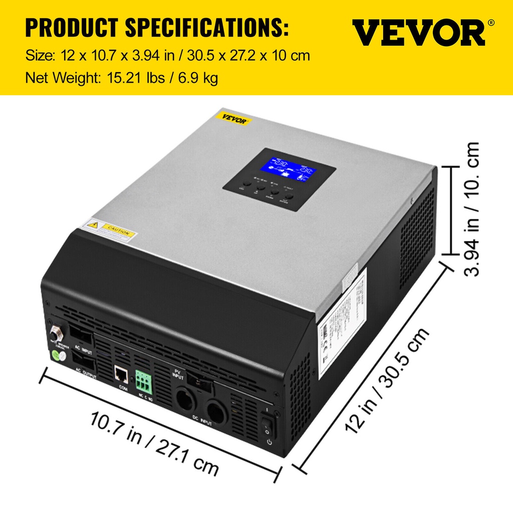 Inversor Hibrido Solar 3KVA 2400W 24VDC a 110V PWM 50A