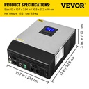 Inversor Hibrido Solar 3KVA 2400W 24VDC a 110V PWM 50A