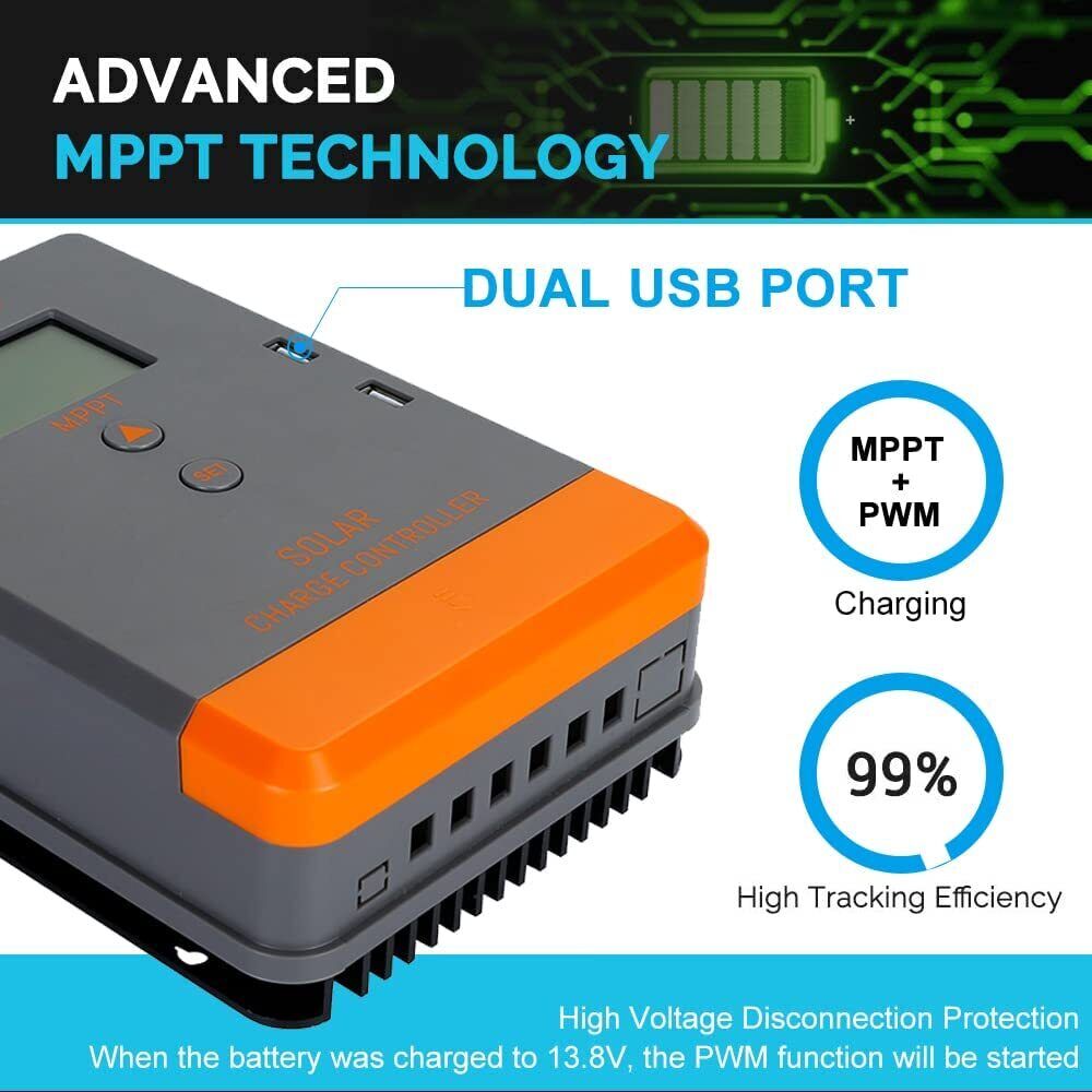 Controlador Solar MPPT PowMr 40A 12V 24V Dual USB