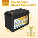 Bateria Litio FLYPOWER Lifepo4 12V 100Ah BMS y Cargador Incluido
