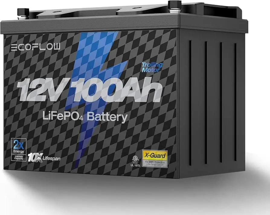 Batería de litio EcoFlow de ciclo profundo LiFePO4 de 12 V y 100 Ah