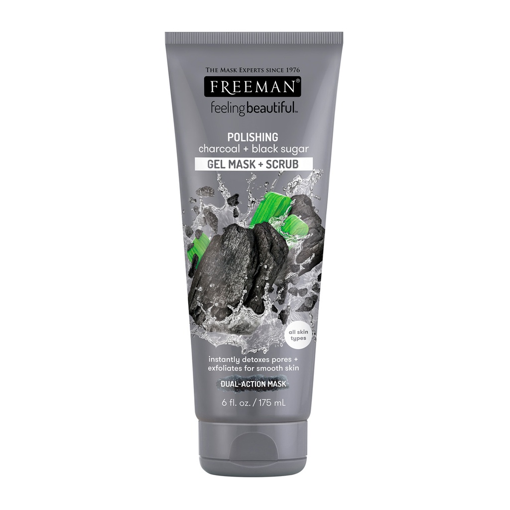 Freeman Mascarilla y exfoliante en gel de azúcar negra y carbón 175g