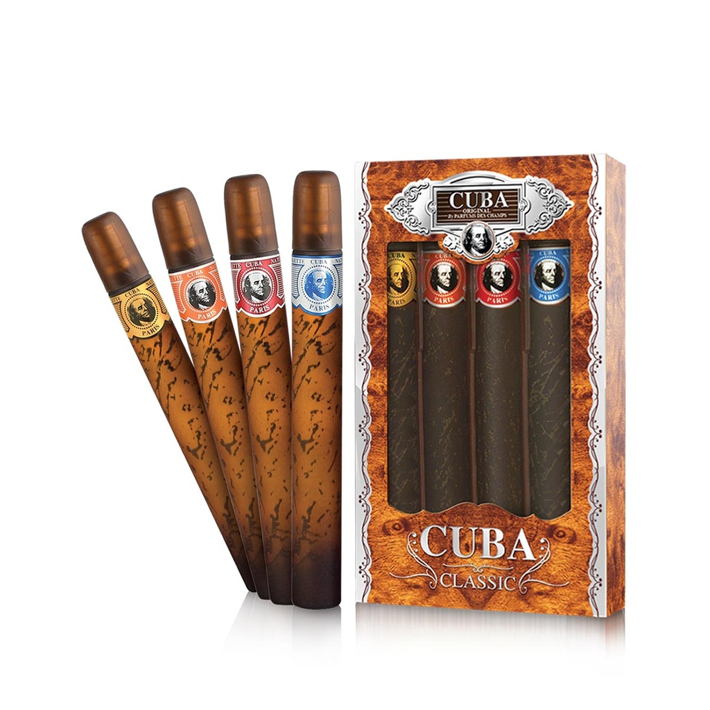 Set Regalo Caballero Cuba Classic 4 Piezas Gold Blue Red Orange 35ml