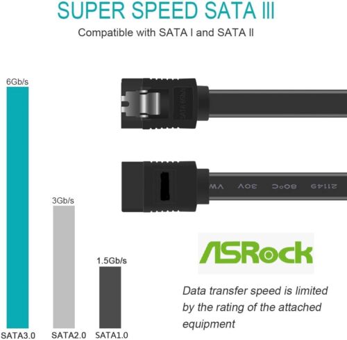 [CableSata3Asrock45] Cable serial ATA Sata III 3.0 6.0gb/s HDD SSD ASROCK 45cm 10"
