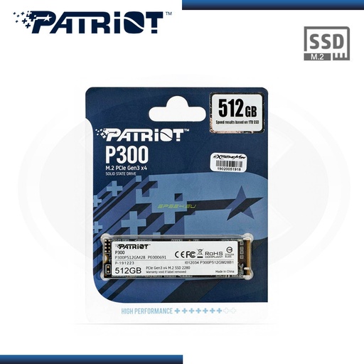 [PatriotP300SSD_M2_NVME_512GB] Disco Duro Solido M.2 Patriot P300 NVME 512GB