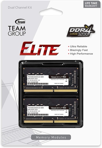 [TeamGroupDDR4_16GB2x8GB_SODIMM_Laptop] Team Group Elite DDR4 16GB 2x8GB 3200Mhz Laptop SODIMM