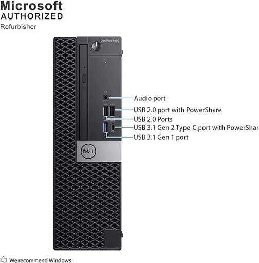 [DellOptiplex7060_CPU_I58va_8GB_256GBSSD_SFF] Computadora CPU Dell Optiplex 7060 I5 8va 8GB RAM 256 SSD SFF Refurbished