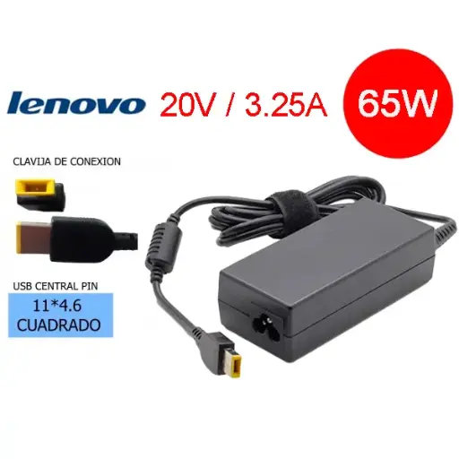 [Lenovo20V3.25A65WCargadorCuadrado] Cargador Lenovo 20V 3.25A 65W Cuadradro Thinkpad Laptop 