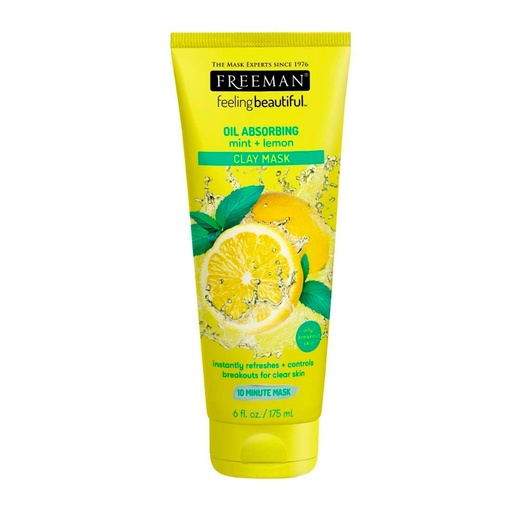 [FreemanMaskL175] Freeman Mascarilla de Arcilla Mint + Lemon Absorbente de Grasa 175ml